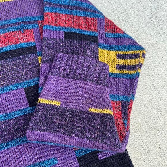 Milestone 80’s Purple Multi-Colored Geometric Pattern Pullover Sweater - Picture 6 of 8